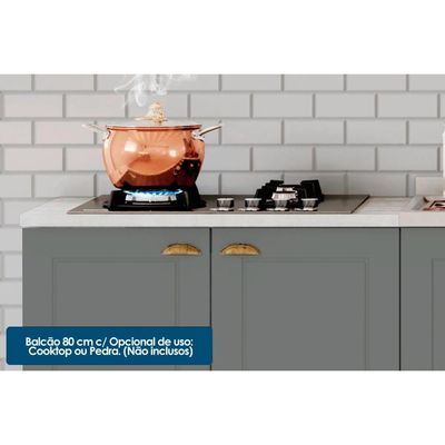 Kit Cozinha Modulada 4 Peças Americana (1Aéreo+2Balcões+1Complemento) s/Pia CZ127 Cinza - Henn