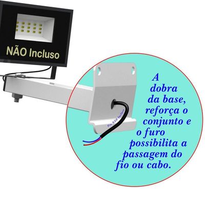 Suporte Refletor Inclinado Parede Braço 30 Cm - Branco