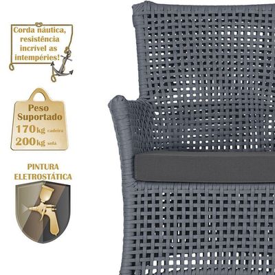 Jogo Sofá 4 Poltronas E Mesa Igapó Fendi E11 Trama Original Prata