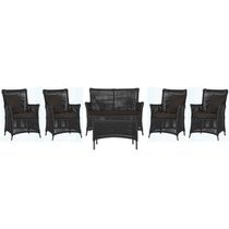 Jogo Sofá 4 Poltronas E Mesa Igapó Preta E9 Trama Original Preto
