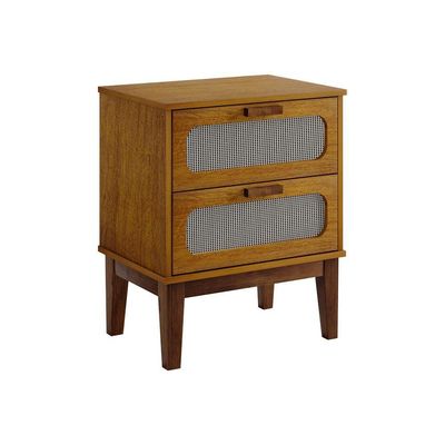 Mesa De Cabeceira 2 Gavetas Santorini Nature 45 Cm Palhinha Indiana - Bege