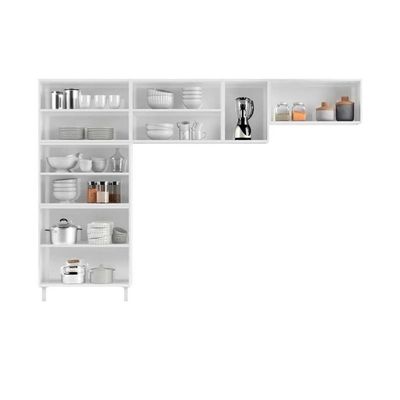 Cozinha Completa Mirage New Aço 3 Peças (2Aéreos+1Paneleiro) CZ32 Branco/Preto - Telasul