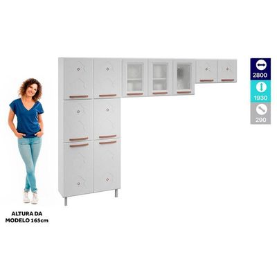 Cozinha Completa Mirage New Aço 3 Peças (2Aéreos+1Paneleiro) CZ31 Branco - Telasul