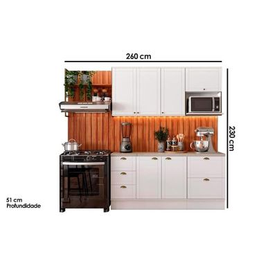 Kit de Cozinha Completa 9 Peças Bella (2Aéreos+2Balcões+5Complementos) C9P60 Nogal/Cinza - Carraro