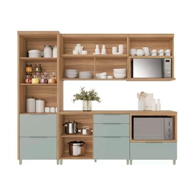 Kit de Cozinha Completa 5 Peças Marquesa (2Aéreos+2Balcões+1Paneleiro) C5P34 Nature - Nesher