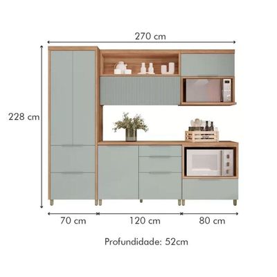 Kit de Cozinha Completa 5 Peças Marquesa (2Aéreos+2Balcões+1Paneleiro) C5P34 Nature - Nesher