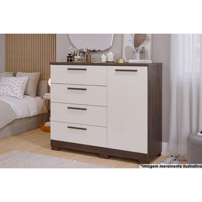 Cômoda Solteiro Malu C/ 1 Porta 4 Gavetas Cinamomo - Panan
