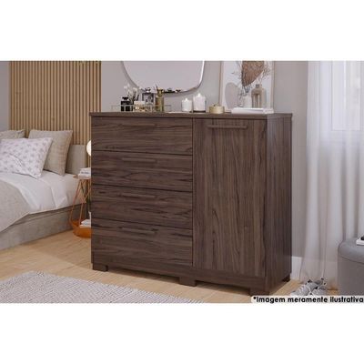 Cômoda Casal Malu C/ 1 Porta 4 Gavetas Cinamomo - Panan