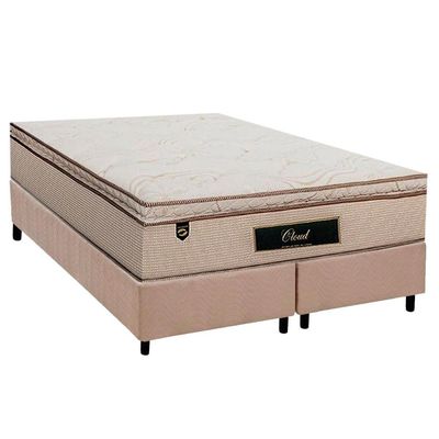 Cama Box King: Colchão Molas MasterPocket Ensacadas Luckspuma Cloud + Base CRC Suede Clean (193x203)