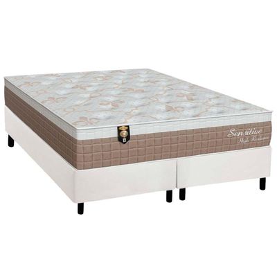 Cama Box Queen: Colchão Molas Ensacadas Orthoflex Sensitive + Base CRC Courano White (158x198)