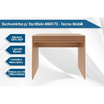 Mesa Escrivaninha Juvenil c/ 1 Gaveta Ripada ME4173 Branco - Tecno Mobili