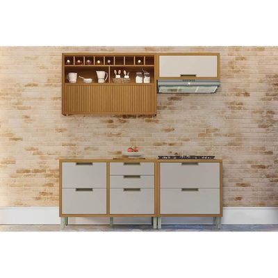 Kit de Cozinha Completa 4 Peças Imperatriz (2Aéreos+2Balcões) C6P44 Freijo/Off White - Nesher