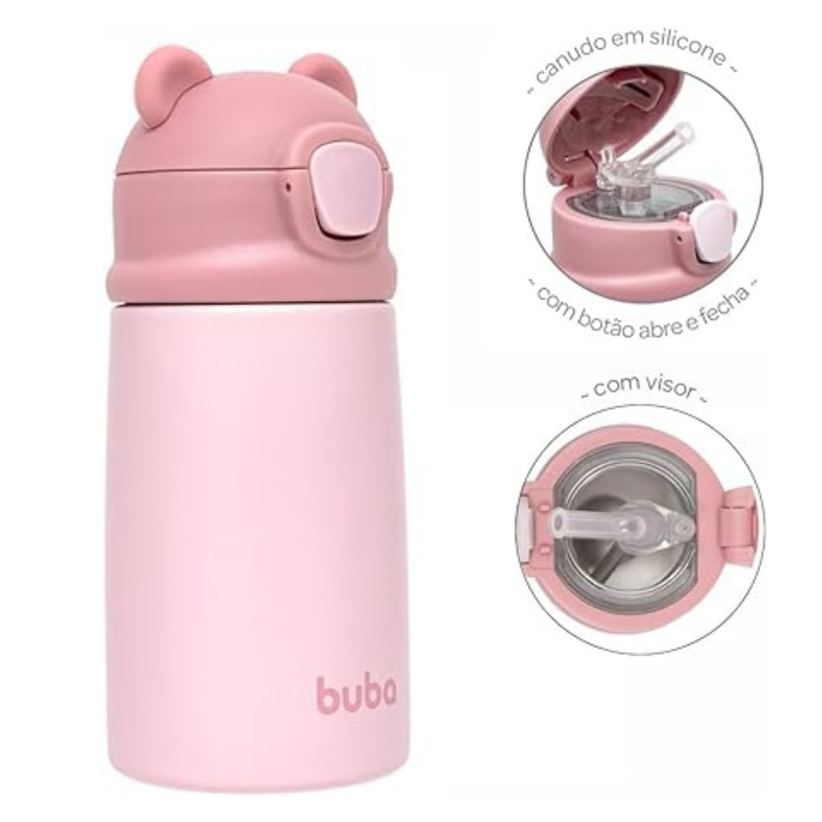 Copo Térmico Parede Dupla Urso Rosa Buba 18077