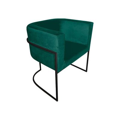 Kit 10 Cadeiras De Jantar Premium Base De Ferro Preta Veludo Verde