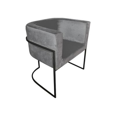 Kit 10 Cadeiras De Jantar Premium Base De Ferro Preta Veludo Cinza
