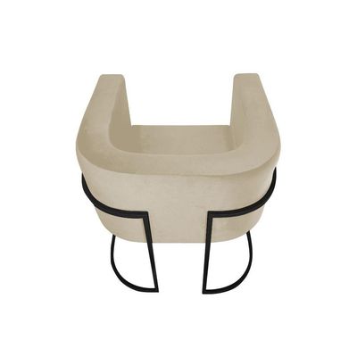 Kit 10 Cadeiras De Jantar Premium Base De Ferro Preta Veludo Bege