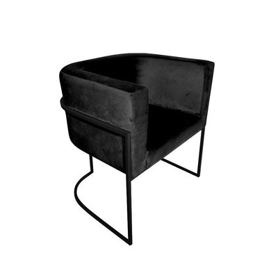 Kit 10 Poltronas Decorativa Sala De Estar Base De Ferro Preta Veludo Preto
