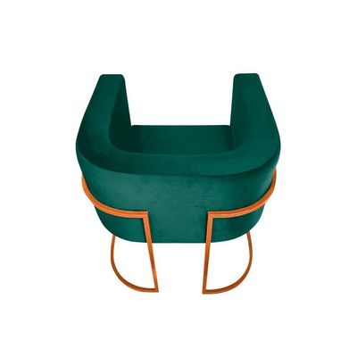 Kit 10 Poltronas Decorativa Sala De Estar Base De Ferro Cobre Veludo Verde