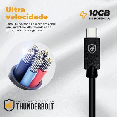 Cabo ThunderBolt 65W USB-C / Tipo C - 1,8M - Gshield