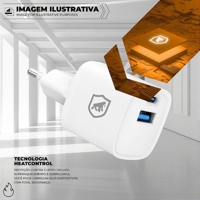 Carregador Turbo Gan Ultra Slim Tipo-C + USB-A 20W - Exclusivo Online - Branco - Gshield