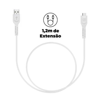 Cabo Dual Shock Tipo C / USB A - Branco - 1,2m - no Atacado - Caixa Fechada 10 Unidades - Gshield