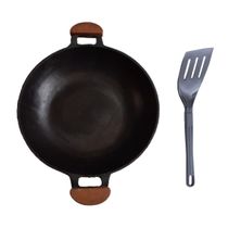 Paella Alumínio Antiaderente Alça Madeira Meia Lua 34cm