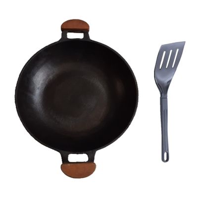 Paella Alumínio Antiaderente Alça Madeira Meia Lua 34cm