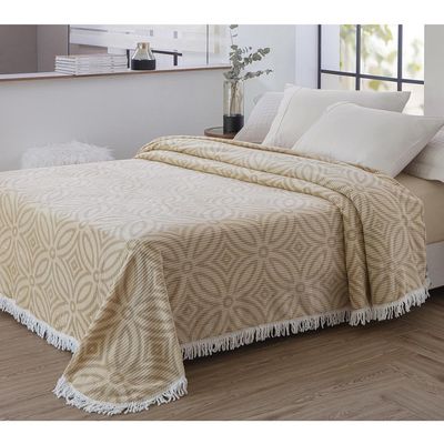 Colcha Chenille Canelada Isadora 220x240cm Bege Jolitex