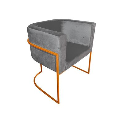 Kit 2 Cadeiras De Jantar Premium Base De Ferro Cobre Veludo Cinza