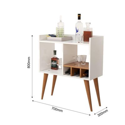 Aparador Para Salas E Recepção Com Porta Garrafas E Bebidas Branco
