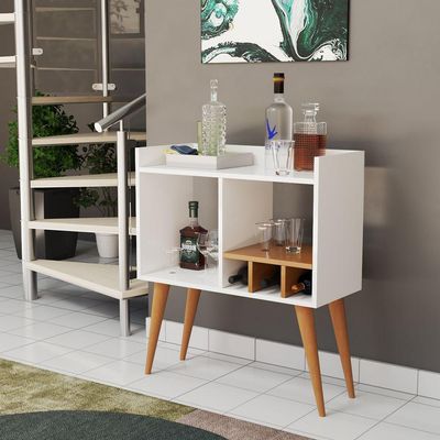Aparador Para Salas E Recepção Com Porta Garrafas E Bebidas Branco