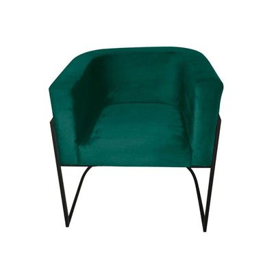 Kit 4 Poltronas Decorativa Sala De Estar Base De Ferro Preta Veludo Verde