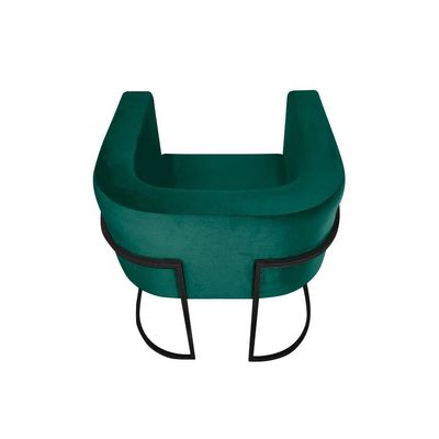 Kit 4 Poltronas Decorativa Sala De Estar Base De Ferro Preta Veludo Verde