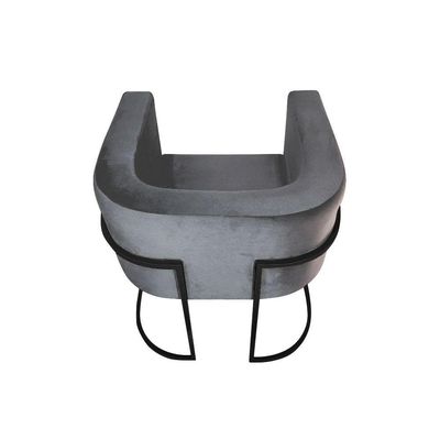 Kit 8 Poltronas Decorativa Sala De Estar Base De Ferro Preta Veludo Cinza