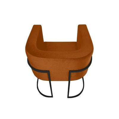 Kit 8 Poltronas Decorativa Sala De Estar Base De Ferro Preta Veludo Terracota Laranja