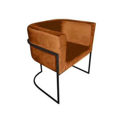 Kit 8 Poltronas Decorativa Sala De Estar Base De Ferro Preta Veludo Terracota Laranja