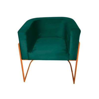 Kit 8 Poltronas Decorativa Sala De Estar Base De Ferro Cobre Veludo Verde