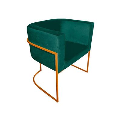 Kit 8 Poltronas Decorativa Sala De Estar Base De Ferro Cobre Veludo Verde