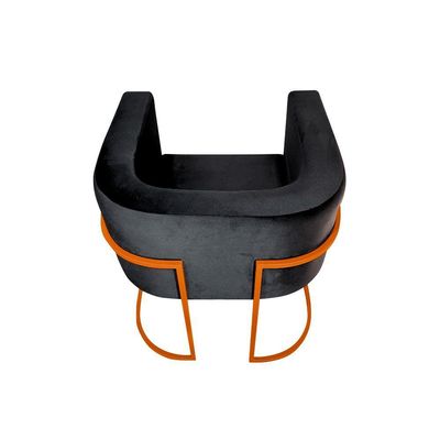 Kit 8 Poltronas Decorativa Sala De Estar Base De Ferro Cobre Veludo Preto