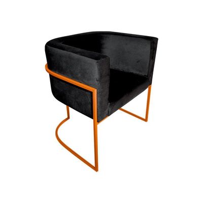 Kit 8 Poltronas Decorativa Sala De Estar Base De Ferro Cobre Veludo Preto