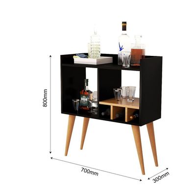 Aparador Para Salas E Recepção Com Porta Garrafas E Bebidas Preto
