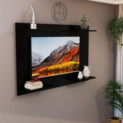 Painel Para TV Até 50 Pol Home Amanda Em MDF Laqueado Moderno Preto