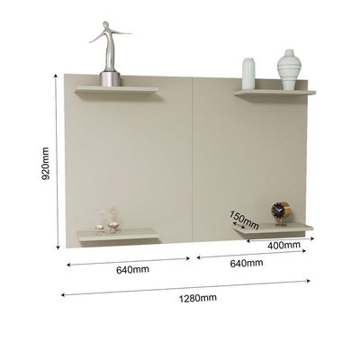 Painel De TV Até 50 Pol Amanda Minimalista Com Prateleira MDF Off White