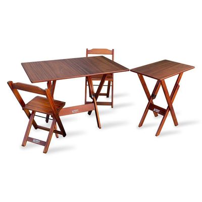 Jogo De Mesa 1,10x70 Com 2 Cadeiras E Mesa Aparador Tarimatã - Imbuia