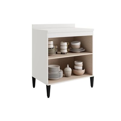 Gabinete de Cozinha Modulado Balcão Alpha 2507 2 Portas c/ Tampo 80cm Branco - Carraro