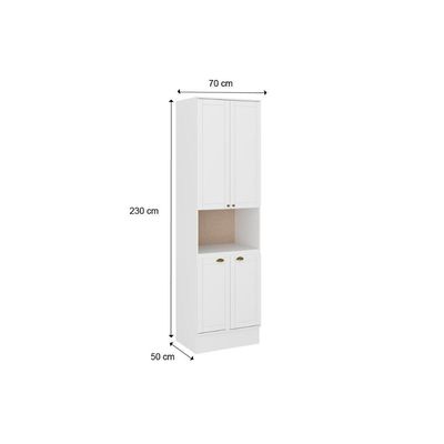 Torre Quente de Cozinha Paneleiro Bella 2617 c/ 1 Forno 4 Portas 70cm Branco - Carraro