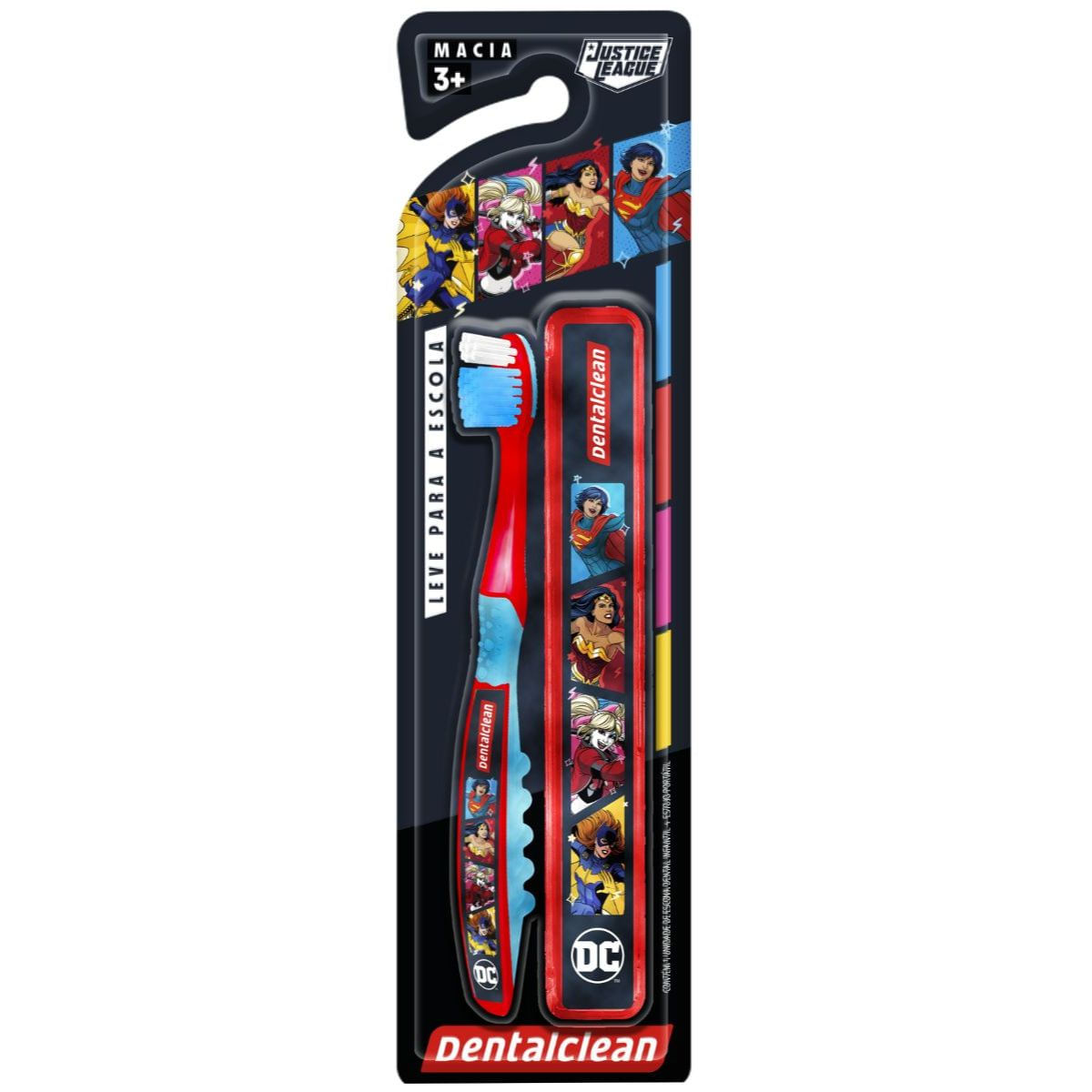 KIT ESCOVAÇÃO LIGA DA JUSTIÇA - VERMELHO - DENTALCLEAN