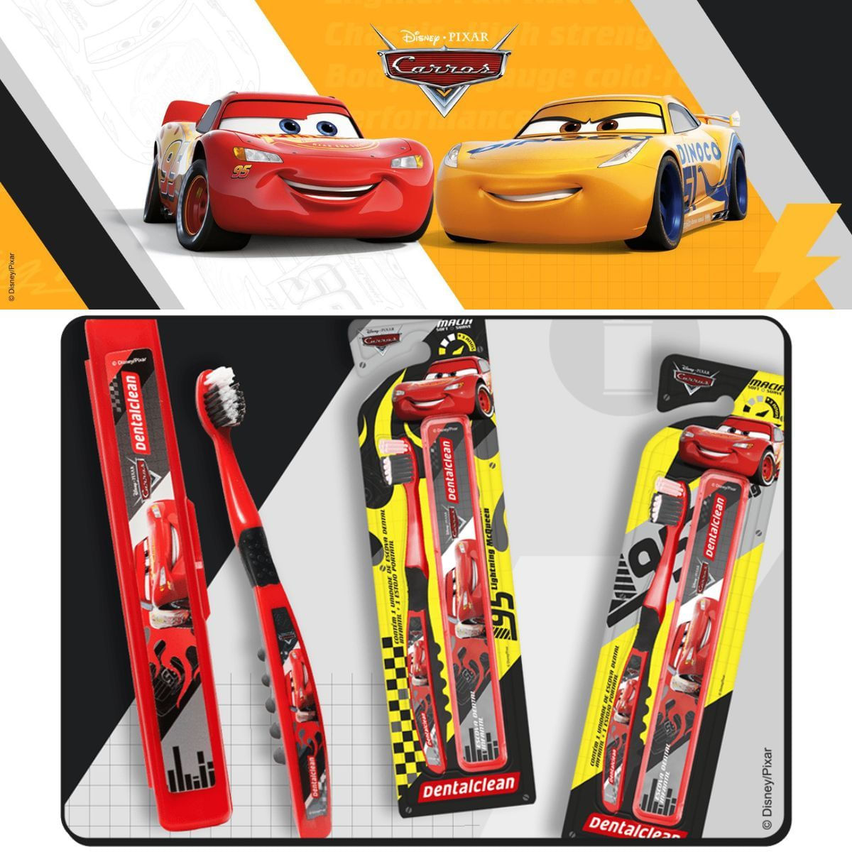 ESCOVA + ESTOJO CARROS + GEL REGENERADOR KIDS - DENTALCLEAN
