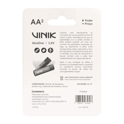 Pilha Alcalina AA C/2 1.5V - VP2AB2A