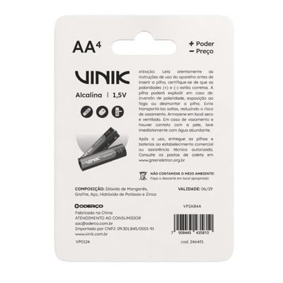 Pilha Alcalina AA C/4 1.5V - VP2AB4A